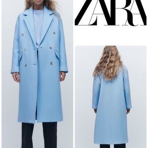 Zara Blue Oversized Coat. Never worn, tags on.